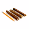6" straight bully sticks, thick, partially hollow, very low odor, next to a pencil