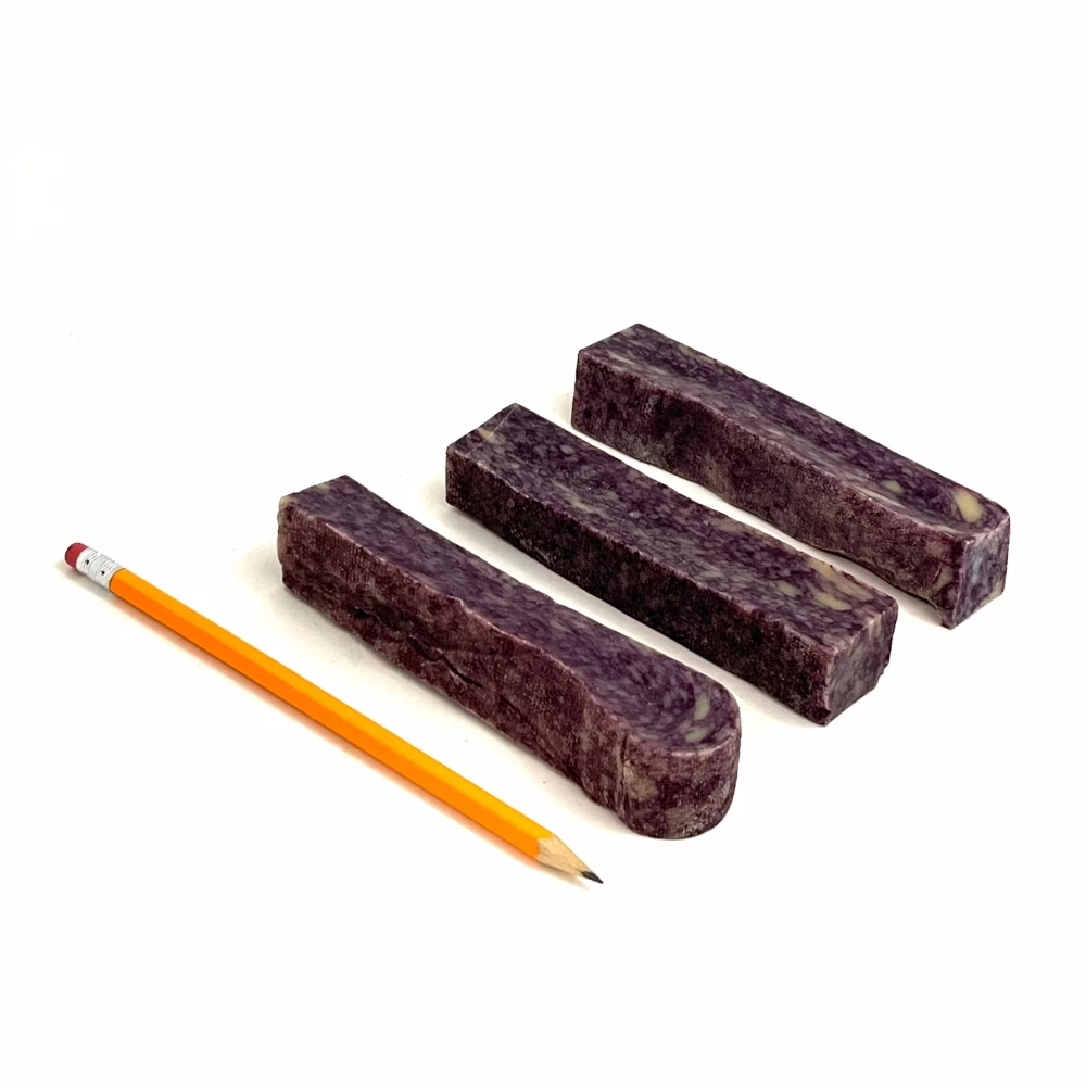 yak-chews-blueberry-91-110g-pencil Blueberry Yak Chews next to a pencil for comparison