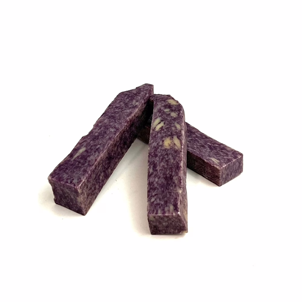 Yak Chews | Blueberry | Large (85-110g) 2 Blueberry Yak Chews in a small stack