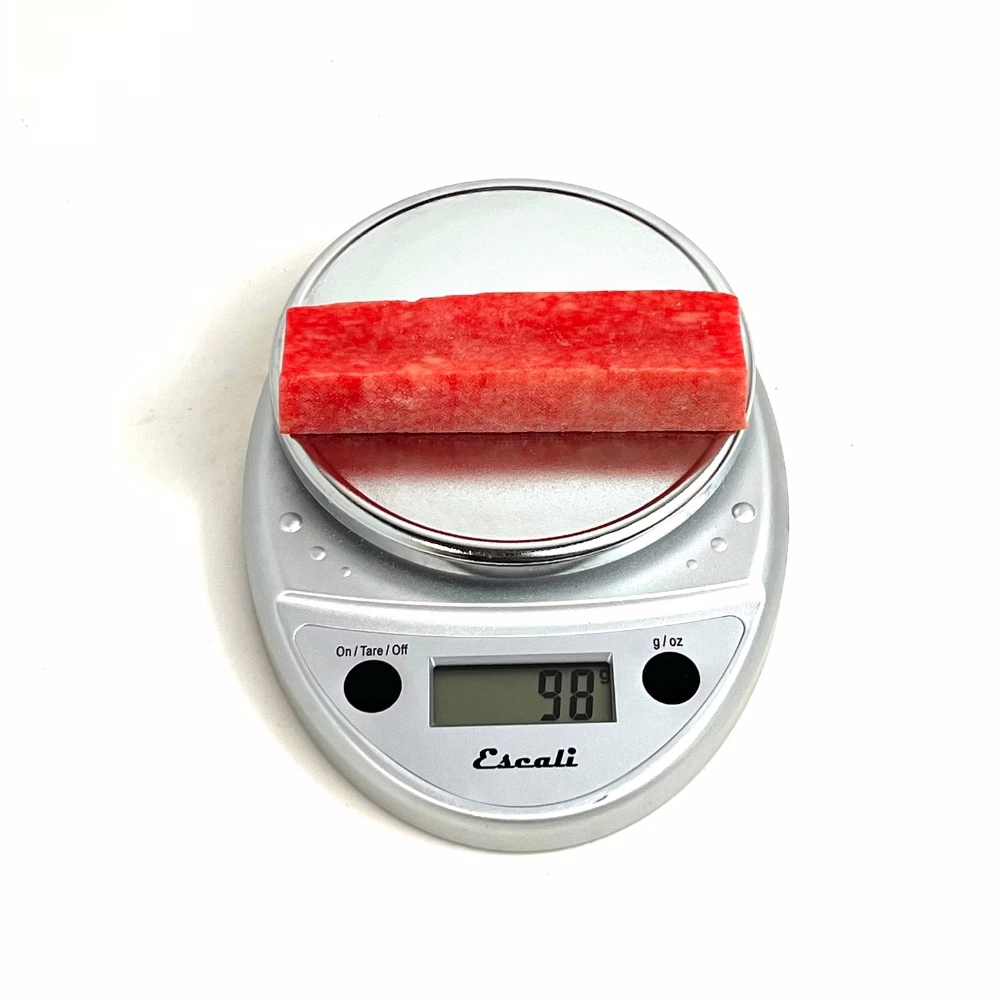 Yak Chews | Strawberry | Large (91-110g) 3 Strawberry Yak Chew on a scale