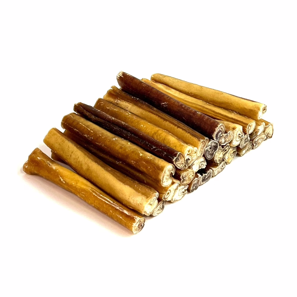 6" Bully Sticks | Jumbo (36-47+g) | Low-Medium Odor 4 6" straight bully sticks, jumbo, low-medium odor, in a stack