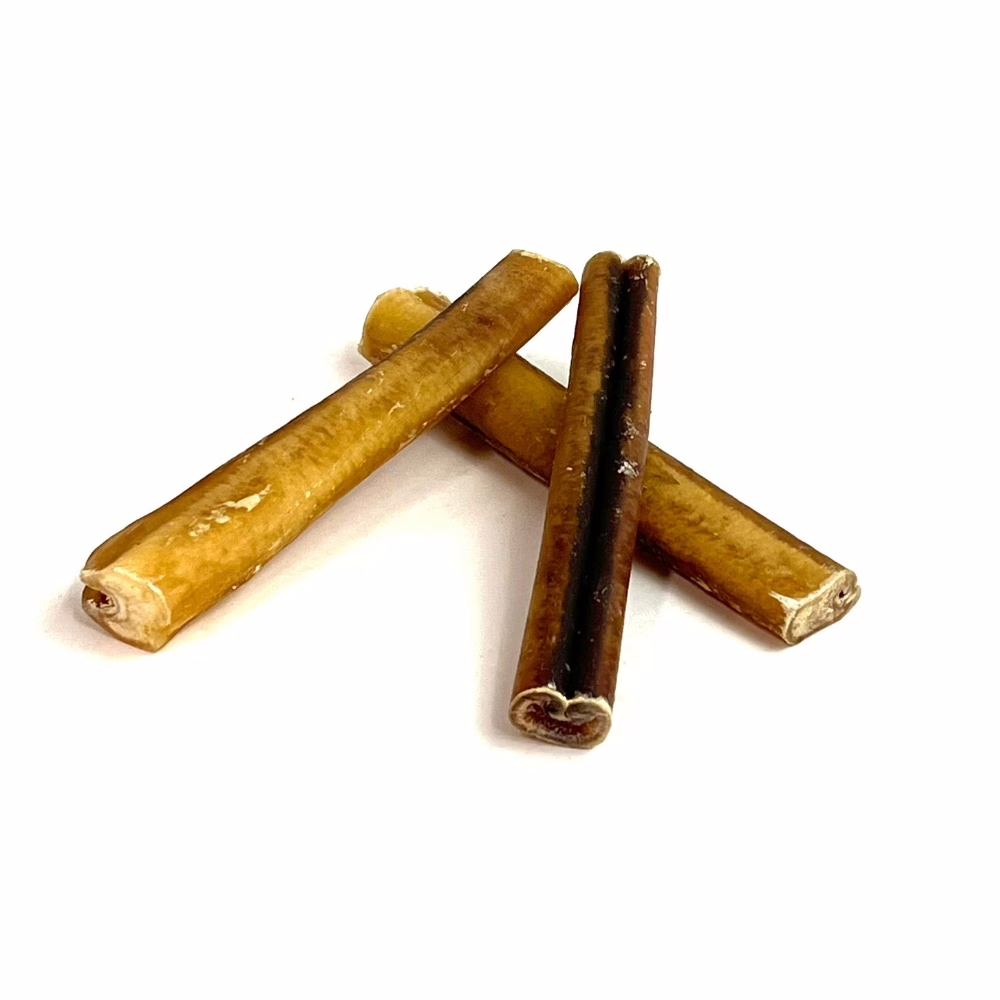 6" Bully Sticks | Jumbo (36-47+g) | Low-Medium Odor 2 6" straight bully sticks, jumbo, low-medium odor, in a small stack