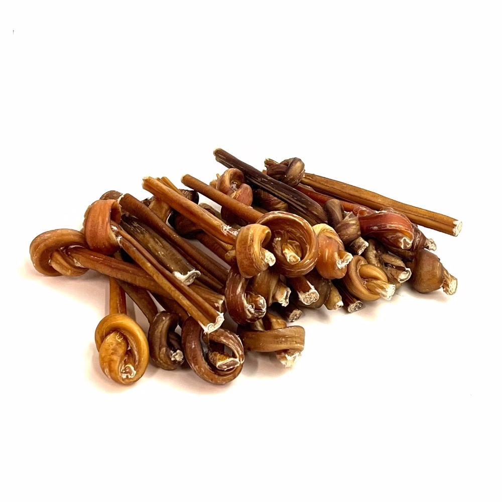 6" Bully Lollipop | Mid (15-25g) | Low-Medium Odor 4 6" lollipop bully sticks, mid, low-medium odor, in a large stack